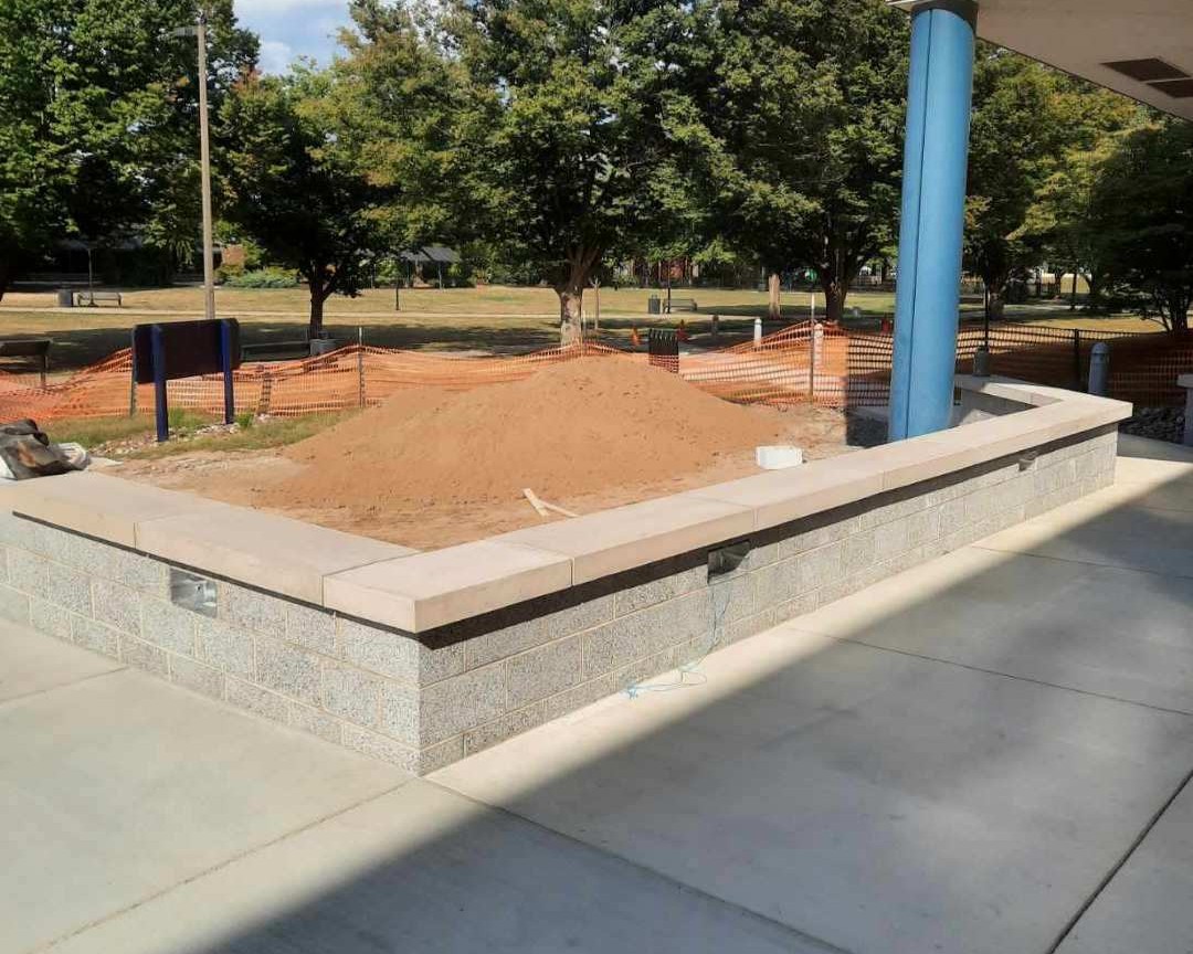 Low CMU plantar/seat wall in progress